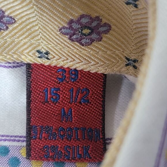 Robert Graham Colorful Men's Dress Shirt Size M Cotton & Silk Long Sleeve - Picture 4 of 11